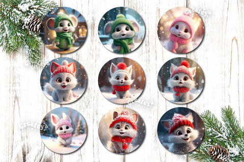 Round Christmas ornament Sublimation Bundle Baby Animas PNG Sublimation Createya Design 