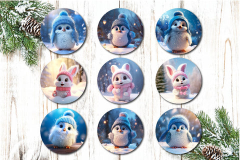 Round Christmas ornament Sublimation Bundle Baby Animas PNG Sublimation Createya Design 