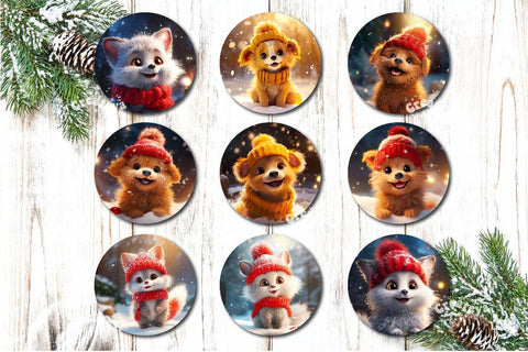 Round Christmas ornament Sublimation Bundle Baby Animas PNG Sublimation Createya Design 