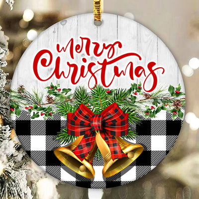 Round Christmas Ornament Sublimation Designs Buffalo Plaid Merry Christmas PNG Instant Download Sublimation CaldwellArt 