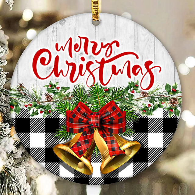 Round Christmas Ornament Sublimation Designs Buffalo Plaid Merry Christmas PNG Instant Download Sublimation CaldwellArt 