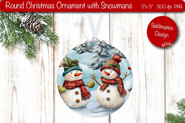 Round Christmas ornament Sublimation Watercolor PNG Sublimation Createya Design 