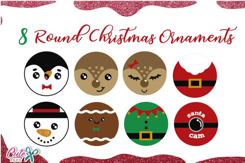 Round Christmas Ornament svg bundle cut file SVG Cute files 