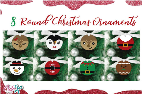 Round Christmas Ornament svg bundle cut file SVG Cute files 