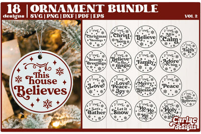 Round Christmas Ornament SVG Bundle SVG Carla C Designs 