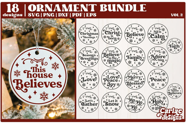 Round Christmas Ornament SVG Bundle SVG Carla C Designs 