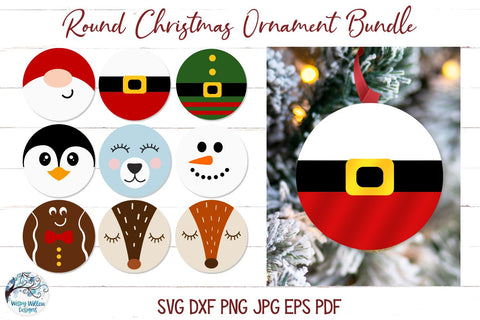 Round Christmas Ornament SVG Bundle SVG Wispy Willow Designs 