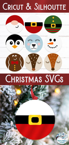 Round Christmas Ornament SVG Bundle SVG Wispy Willow Designs 