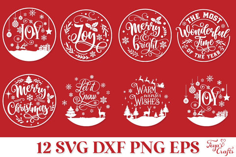 Round Christmas Ornaments SVG Bundle SVG Feya's Fonts and Crafts 