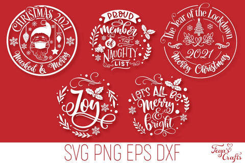 Round Christmas Ornaments SVG Cut Files Pack SVG Feya's Fonts and Crafts 