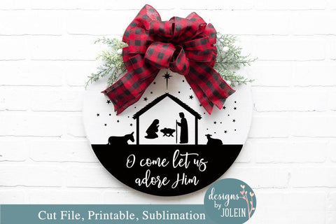 Round Christmas Sign Design SVG Designs by Jolein 