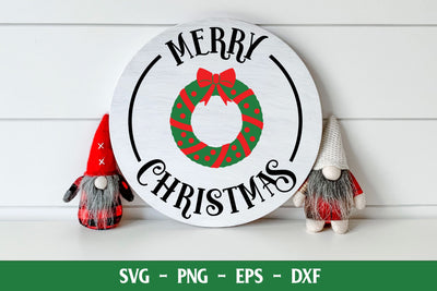 Round Christmas Sign | Merry Christmas Wreath SVG Stacy's Digital Designs 