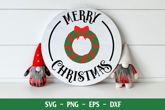 Round Christmas Sign | Merry Christmas Wreath SVG Stacy's Digital Designs 
