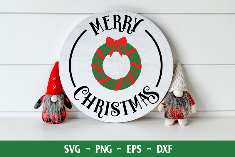 Round Christmas Sign | Merry Christmas Wreath SVG Stacy's Digital Designs 