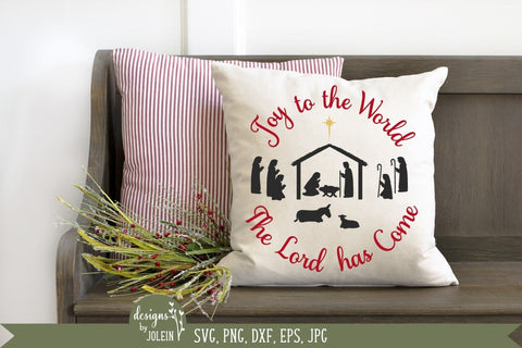 Round Christmas Sign - Nativity - Joy to the World SVG Designs by Jolein 