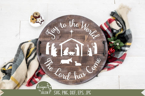 Round Christmas Sign - Nativity - Joy to the World SVG Designs by Jolein 