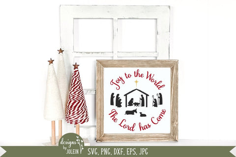 Round Christmas Sign - Nativity - Joy to the World SVG Designs by Jolein 
