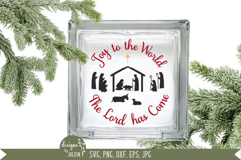 Round Christmas Sign - Nativity - Joy to the World SVG Designs by Jolein 