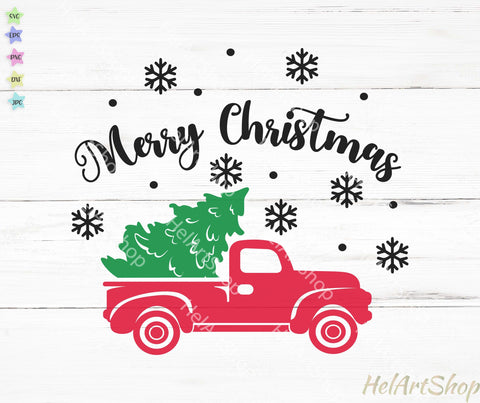 Round Christmas Sign Svg, Christmas Truck Svg SVG _HelArtShop_ 