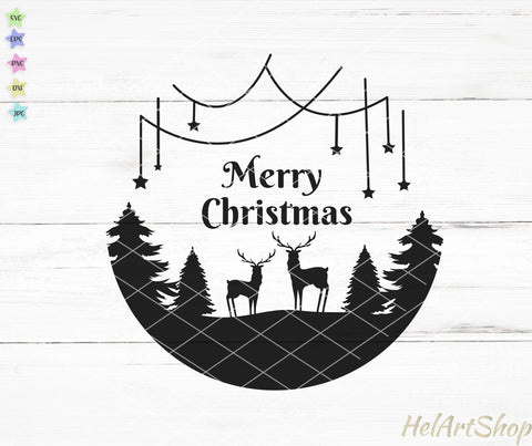 Round Christmas Sign Svg, Merry Christmas Svg SVG _HelArtShop_ 