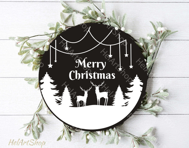 Round Christmas Sign Svg, Merry Christmas Svg SVG _HelArtShop_ 