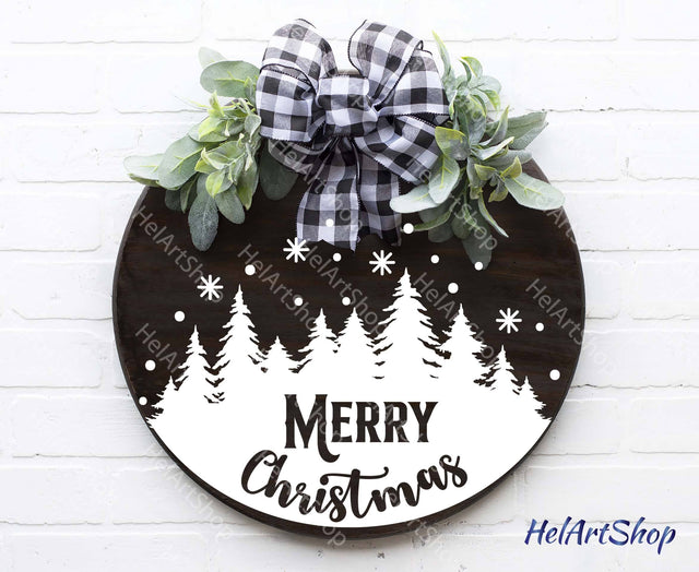 Round Christmas Sign Svg, Merry Christmas Svg SVG _HelArtShop_ 