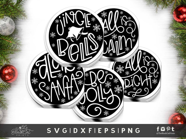 Round Christmas stickers SVG bundle | Christmas Cut Files SVG TheBlackCatPrints 