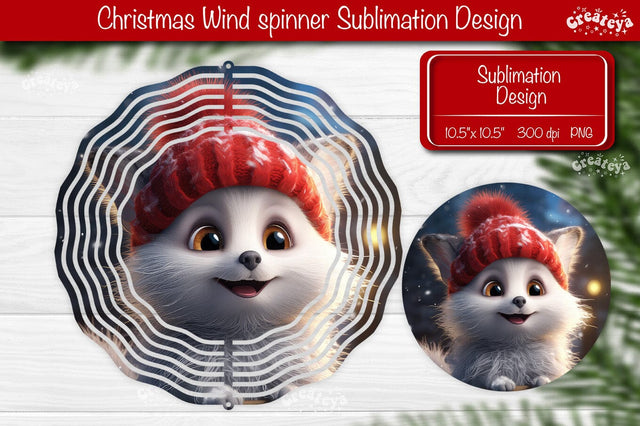 Round Christmas wind spinner Baby Animals Cat Sublimation designs PNG Sublimation Createya Design 