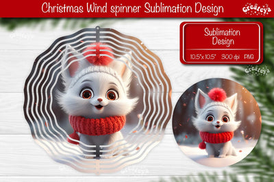 Round Christmas wind spinner Baby Animals Cat Sublimation designs PNG Sublimation Createya Design 