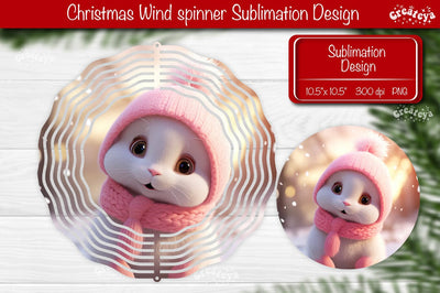 Round Christmas wind spinner Cute Animals Sublimation designs PNG Sublimation Createya Design 