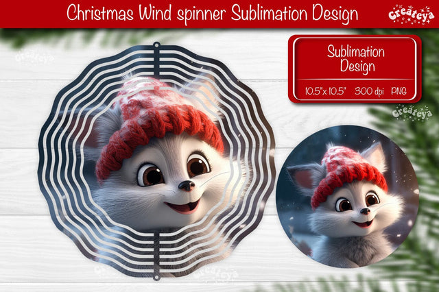 Round Christmas wind spinner Cute Animals Sublimation designs PNG Sublimation Createya Design 
