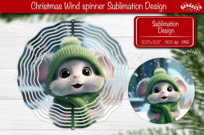 Round Christmas wind spinner Cute Animals Sublimation designs PNG Sublimation Createya Design 