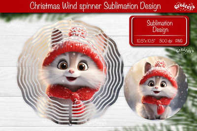 Round Christmas wind spinner Cute Animals Sublimation designs PNG Sublimation Createya Design 