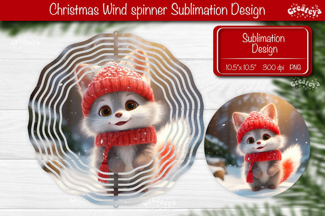Round Christmas wind spinner Cute Animals Sublimation designs PNG Sublimation Createya Design 