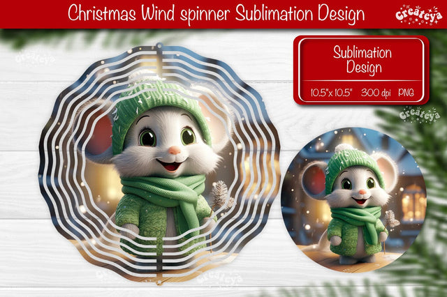 Round Christmas wind spinner Cute Animals Sublimation designs PNG Sublimation Createya Design 