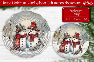 Round Christmas wind spinner Sublimation Christmas decor PNG Snowman Sublimation Createya Design 