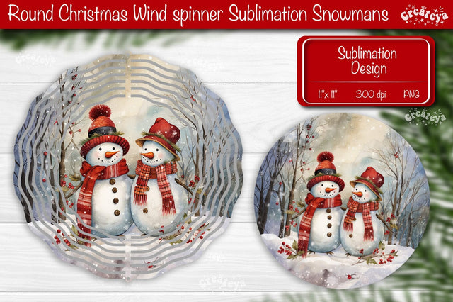 Round Christmas wind spinner Sublimation Christmas decor PNG Snowman Sublimation Createya Design 