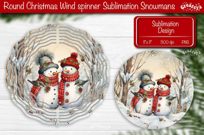 Round Christmas wind spinner Sublimation Christmas decor PNG Snowman Sublimation Createya Design 