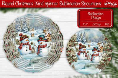 Round Christmas wind spinner Sublimation Christmas decor PNG Snowman Sublimation Createya Design 