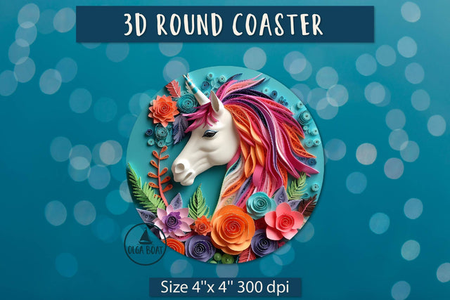 Round coaster Unicorn sublimation designs Sublimation Olga Boat Design 