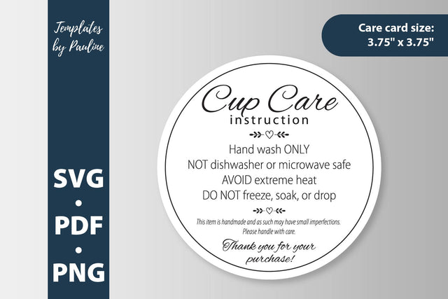 Round cup care instruction cards. Tumbler care card SVG sticker SVG Templates by Pauline 