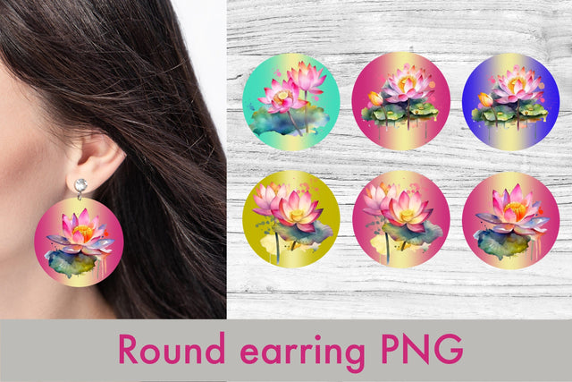 Round earring sublimation | Flower lotus earring Sublimation Svetana Studio 