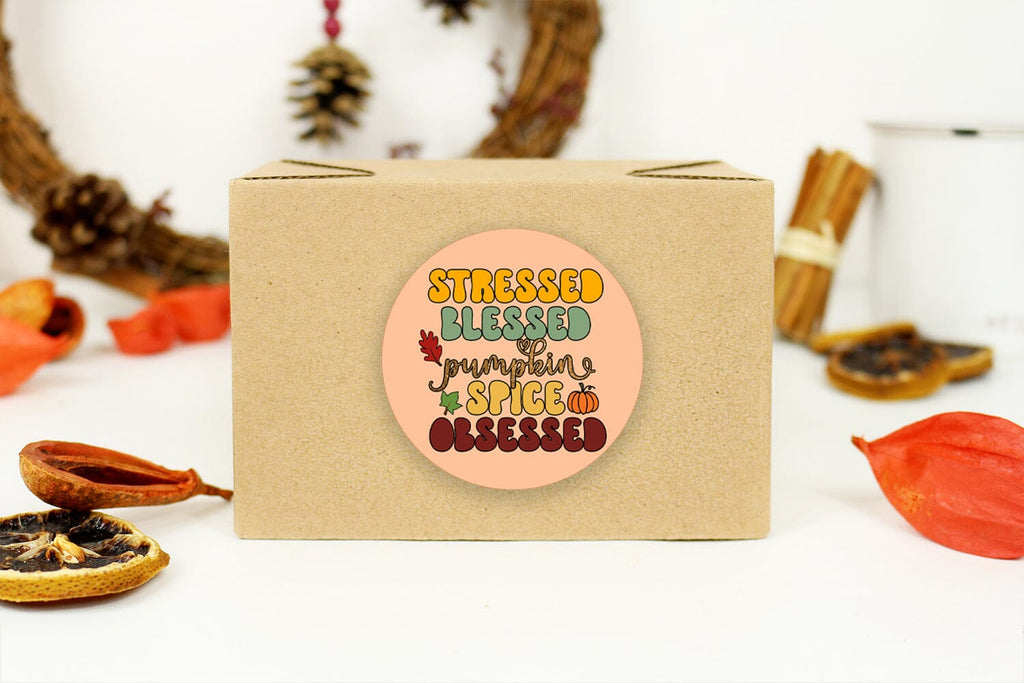Happy Fall Circle Sticker Round Fall Stickers Bundle I Fall Stickers Bundle I Fall PNG - So Fontsy