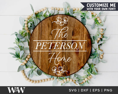 Round Family Name SVG | Floral Last Name SVG SVG Wood And Walt 