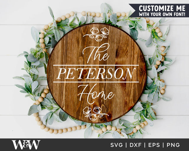 Round Family Name SVG | Floral Last Name SVG SVG Wood And Walt 