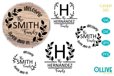 Round Family Sign Bundle SVG, Family Name Sign SVG Ollive Studio 