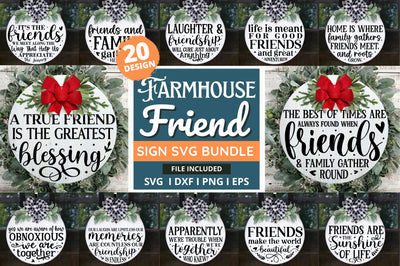 Round Farmhouse Friend Sign Svg Bundle SVG Regulrcrative 