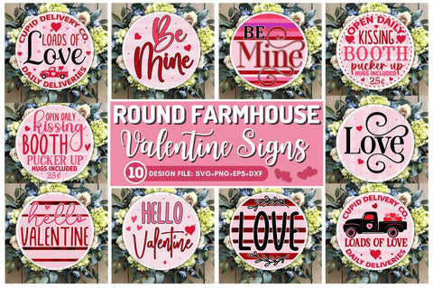 Round Farmhouse Valentines Sign Svg Bundle SVG Regulrcrative 