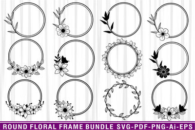 Round Floral Frame Monogram SVG Bundle, Floral Frame SVG, Wreath SVG, Wedding Frame SVG Bundle SVG D2PUTRI, SVG BUNDLE, SUBLIMATION BUNDLE, T SHIRT DESIGNS BUNDLE 