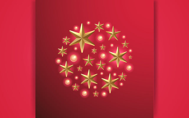Round frame made of gold Christmas Stars Red background SVG naemmiah021 